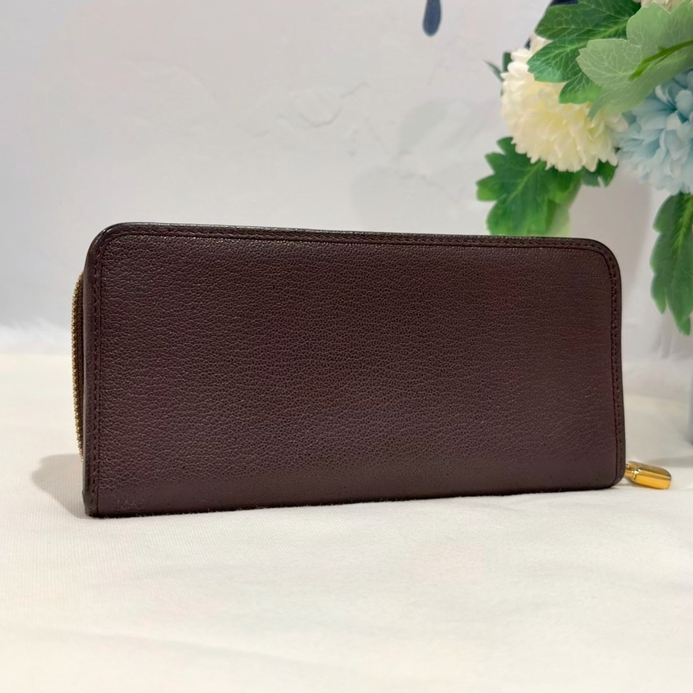 Leather Zip-Around Wallet in Dark Brown - Picture 7 of 15